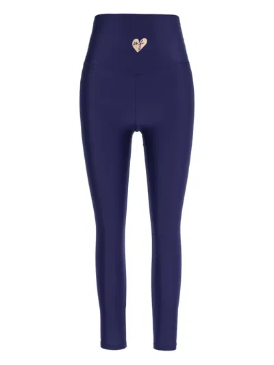 Monfusò Heart-embellished Leggings In Blue