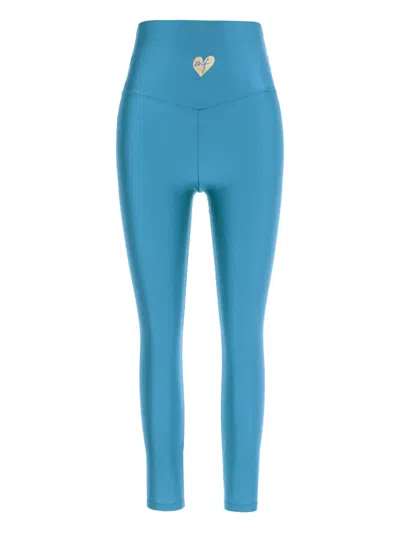 Monfusò Heart-embellished Leggings In Blue