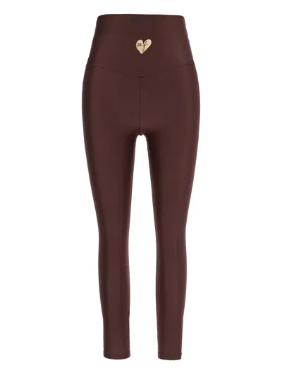 Monfusò Heart-embellished Leggings In Brown