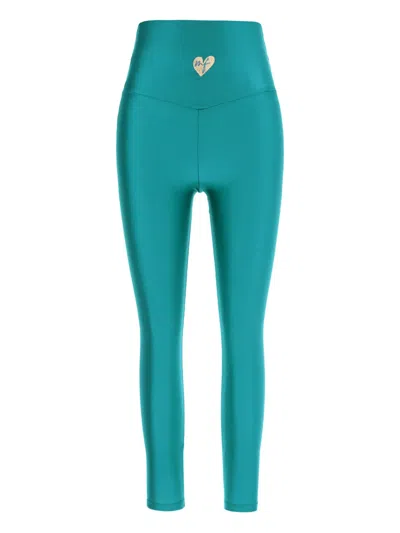 Monfusò Heart-embellished Leggings In Green