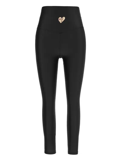 Monfusò Heart-embellished Stretch Leggings In Black