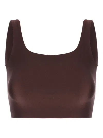 Monfusò Nature Stretch Square-neck Top In Brown