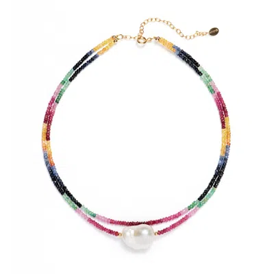 Monái Women's Baroque Pearl Rainbow Necklace In Multi