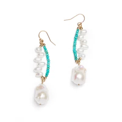 Monái Women's Blue Baroque Pearl Arizona Turquoise Earrings In Metallic