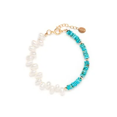 Monái Women's Blue / White Arizona Turquoise Asymmetric Bracelet In Multi