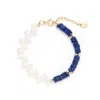Monái Women's Blue / White Lapis Lazuli Asymmetric Bracelet In Gold
