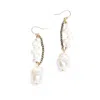 Monái Women's Gold / White Baroque Pearl Pyrite Earrings In White