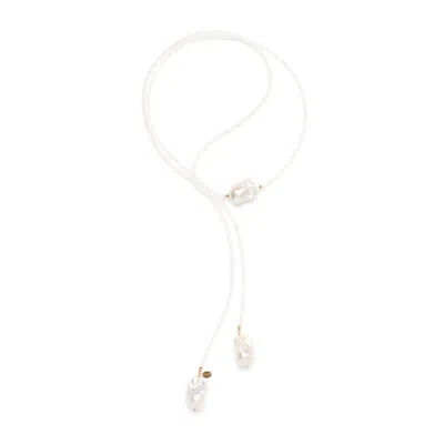 Monái Women's White Long Baroque Pearl Moonstone Necklace In Metallic