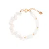 Monái Women's White Moonstone Asymmetric Bracelet In Gold