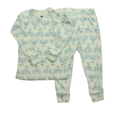 Monica + Andy Kids'  Boys White Blue Menorah 2-piece Pajamas In Multi