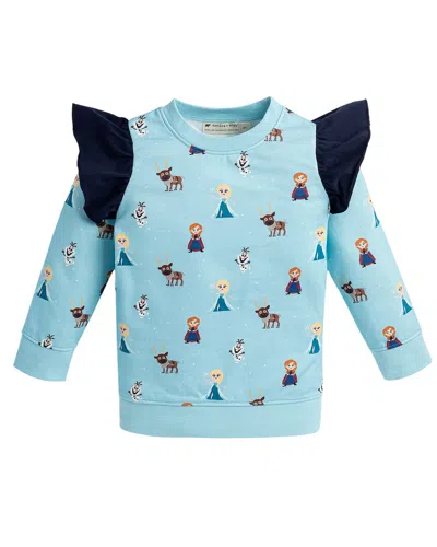 Monica + Andy Kids'  Double Ruffle Sweatshirt In Blue