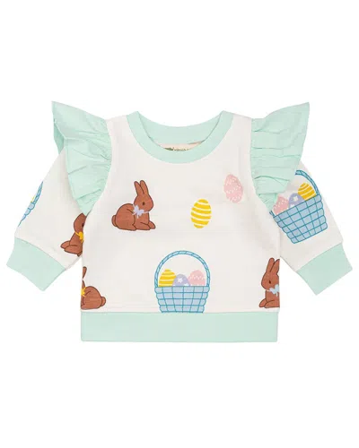 Monica + Andy Kids'  Double Ruffle Sweatshirt In White