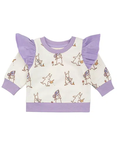 Monica + Andy Kids'  Double Ruffle Sweatshirt In Purple