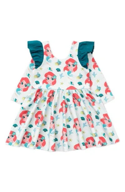 Monica + Andy Babies' X Disney Let's Dance Ruffle Long Sleeve Stretch Organic Cotton Party Dress In Ariel