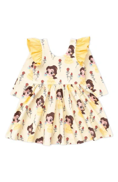 Monica + Andy Babies' X Disney Let's Dance Ruffle Long Sleeve Stretch Organic Cotton Party Dress In Belle