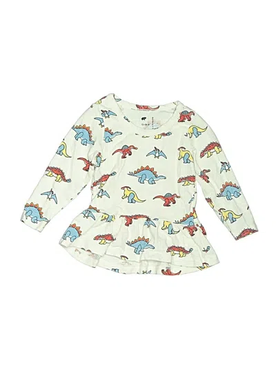 Pre-owned Monica + Andy Kids' Long Sleeve Top Ivory Crew Neck Tops In White