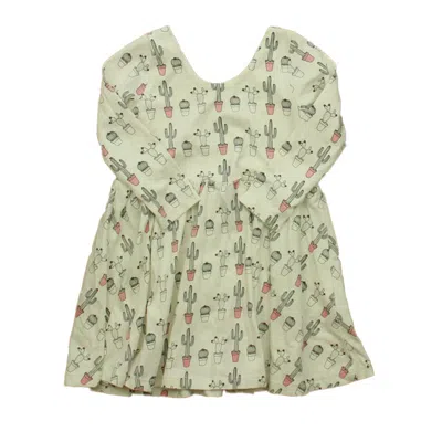 Pre-owned Monica + Andy Kids' Monica & Andy Girls Ivory Black Cactus Dress