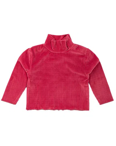 Monica + Andy Kids'  Ribbed Velour Turtleneck In Red