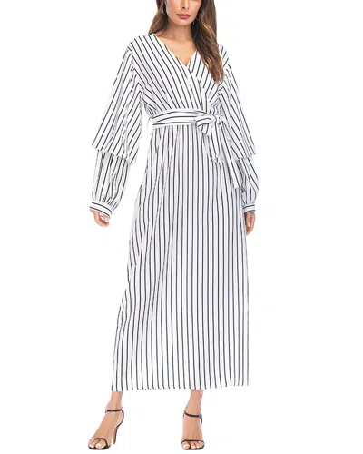 Monica Fashion Belted Maxi Dress In White