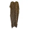 Monica Mahoney Women's Brown Leopard Chiffon Pleated Caftan In Brown