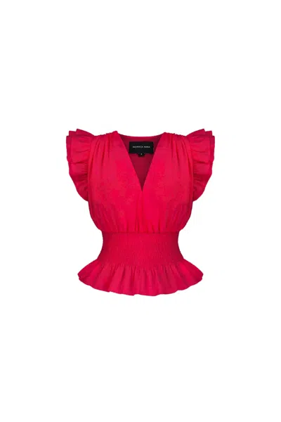 Monica Nera Cathy Smocked Blouse In Cherry Red