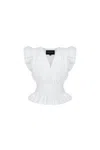 MONICA NERA CATHY SMOCKED BLOUSE IN WHITE