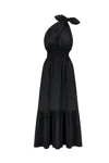 Monica Nera Demi Maxi Long Dress In Black In Black