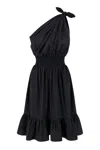 Monica Nera Demi Midi Silk Dress In Black In Black
