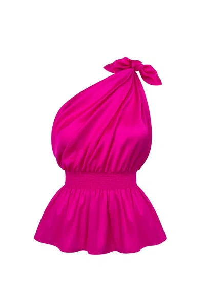Monica Nera Demi Silk Top In Fuchsia In Pink