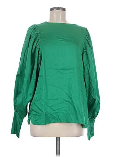 Pre-owned Monica Nera Long Sleeve Blouse In Green