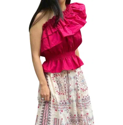 Monica Nera Malena One Shoulder Top In Cherry In Red
