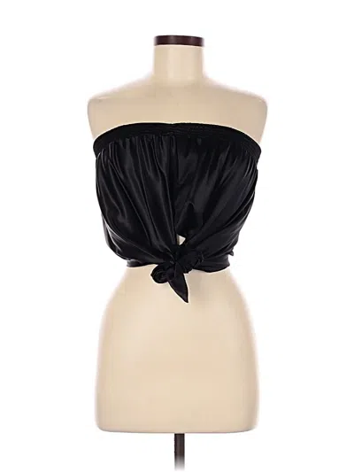 Monica Nera Sleeveless Silk Top Black Strapless Neckline Tops