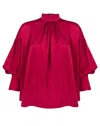 Monica Nera Women's Classic Silk Amy Blouse In Wine In Pink