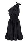 Monica Nera Demi Midi Silk Dress In Black In Black