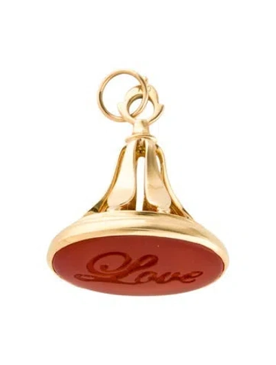 Pre-owned Monica Rich Kosann 18k Carnelian 'love' Cherish Fob Pendant In Multi