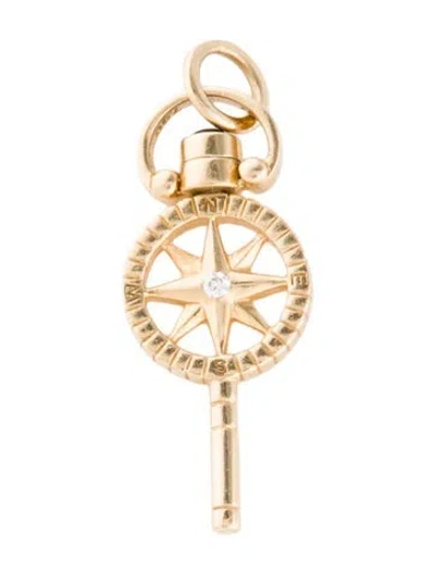 Pre-owned Monica Rich Kosann 18k Diamond & Sapphire Adventure Compass Key Pendant In Multi