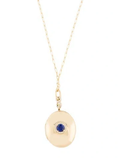 Pre-owned Monica Rich Kosann 18k Diamond & Sapphire Infinity Locket Pendant Necklace, 30" In Multicolor