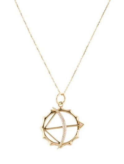 Pre-owned Monica Rich Kosann 18k Diamond Apollo Pendant Necklace, 17" In Multicolor