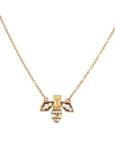 Pre-owned Monica Rich Kosann 18k Diamond 'creativity Queen Bee' Pendant Necklace, 18" In Multicolor