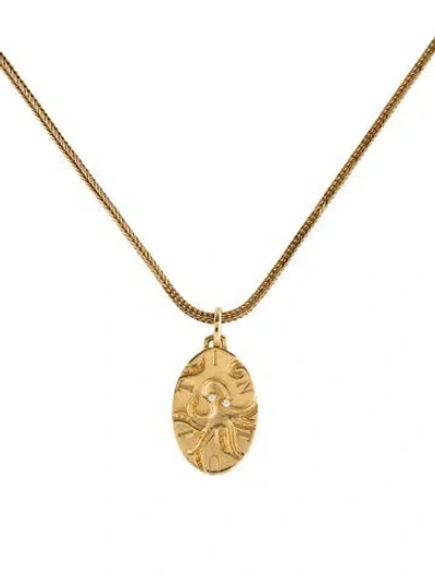 Pre-owned Monica Rich Kosann 18k Diamond 'intuit' Octopus Pendant W/ Unbranded 14k Wheat Chain Necklace, 18" In Multi