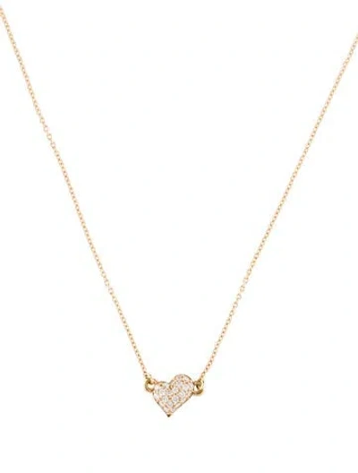 Pre-owned Monica Rich Kosann 18k Diamond Mini Heart "love" Pendant Necklace, 17" In Multi