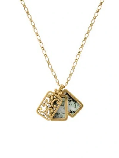 Pre-owned Monica Rich Kosann 18k Diamond Rectangular Gate Locket Pendant Necklace, 18" In Multi