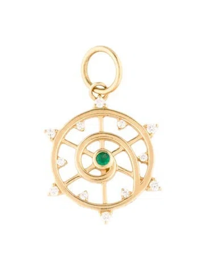 Pre-owned Monica Rich Kosann 18k Emerald & Diamond 'venus' Pendant In Multi