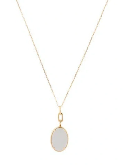 Pre-owned Monica Rich Kosann 18k Mother Of Pearl 'elle' Slim Locket Pendant Necklace, 22" In Multi