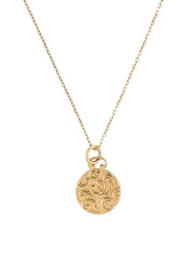 Pre-owned Monica Rich Kosann 18k Peace Sign & Fleur Medallion Necklace, 17" In Multi