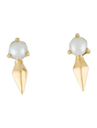 Pre-owned Monica Rich Kosann 18k Pearl Points North Stud Earrings In Multi