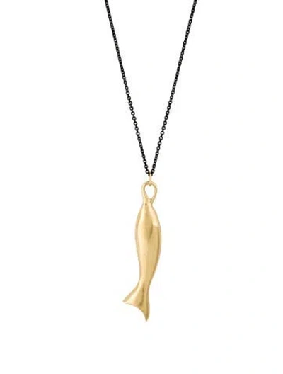 Pre-owned Monica Rich Kosann 18k Perseverance Fish Pendant Necklace, 32" In Multi