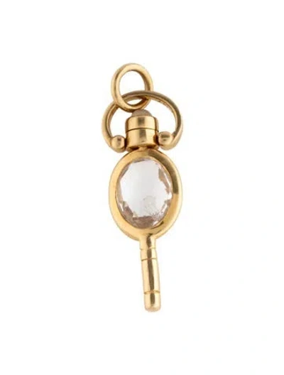 Pre-owned Monica Rich Kosann 18k Quartz & Moonstone Pocket Watch Key Pendant In Multicolor