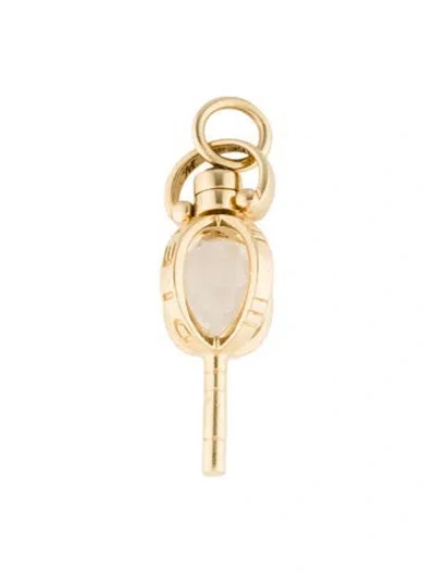 Pre-owned Monica Rich Kosann 18k Quartz & Sapphire Mini 'carpe Diem' Key Pendant, 1.25" In Multi
