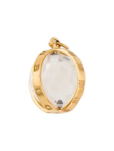 Pre-owned Monica Rich Kosann 18k Quartz "carpe Diem" Pendant, 1" In Multicolor